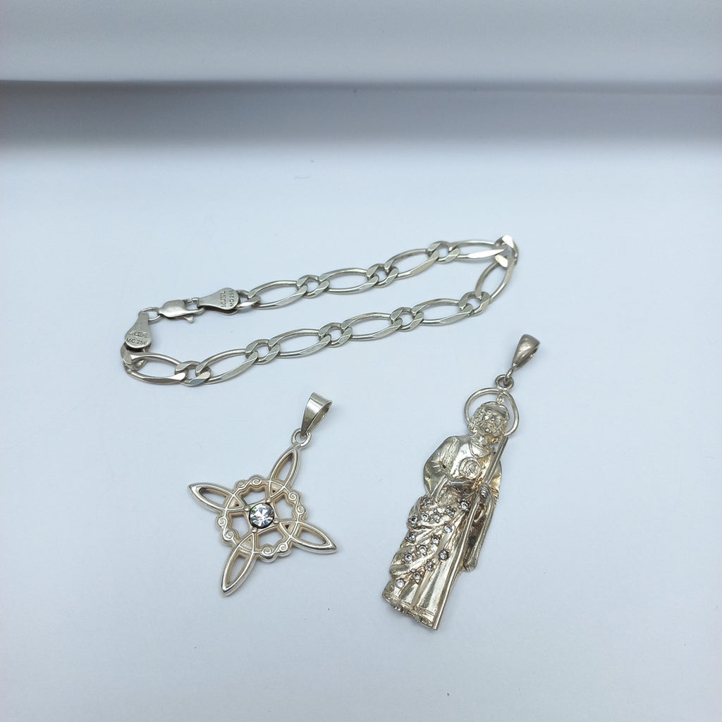 CADENA, DIJE, PULSERA PLATA 77.5 GRMS (SEMINUEVO)