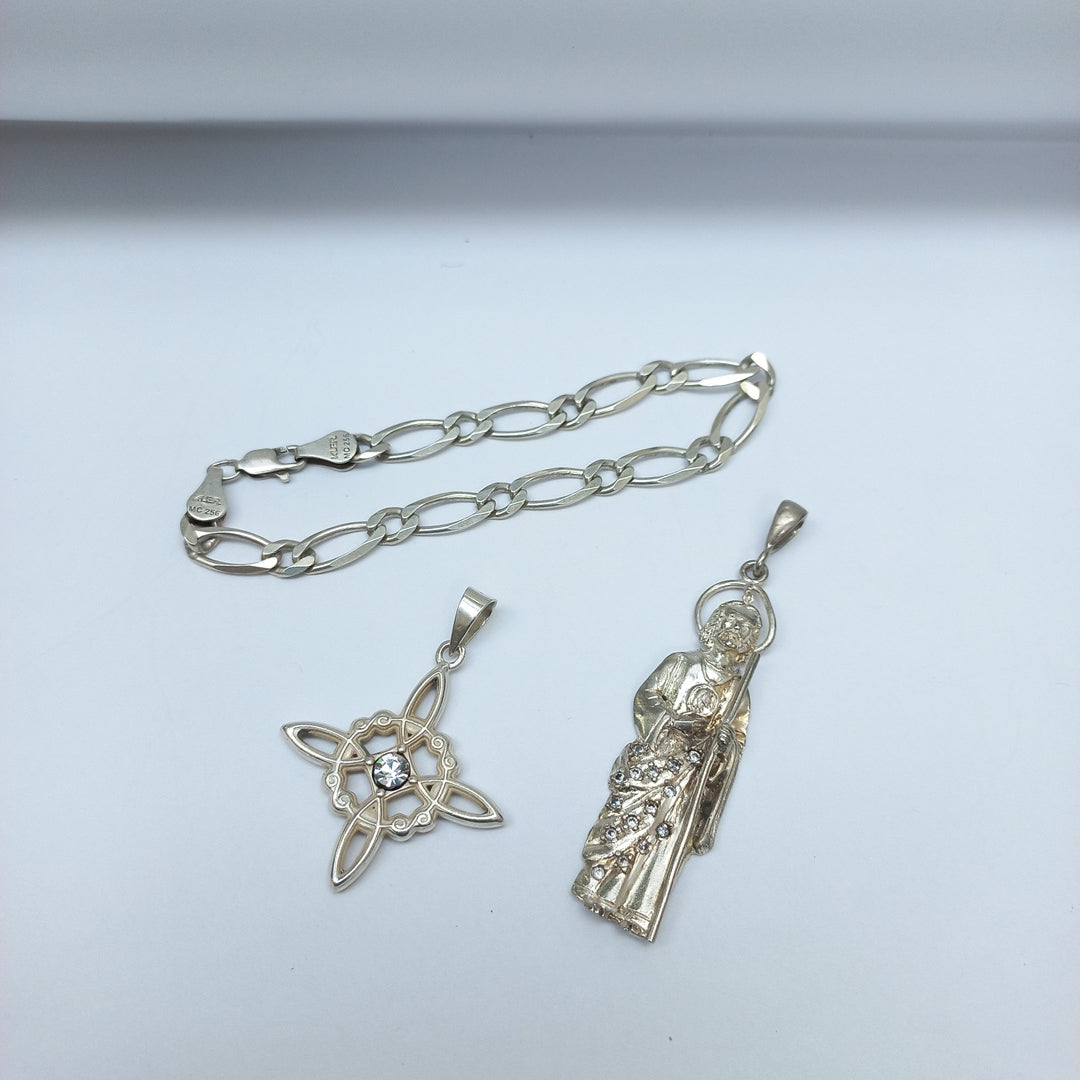 CADENA, DIJE, PULSERA PLATA 77.5 GRMS (SEMINUEVO)