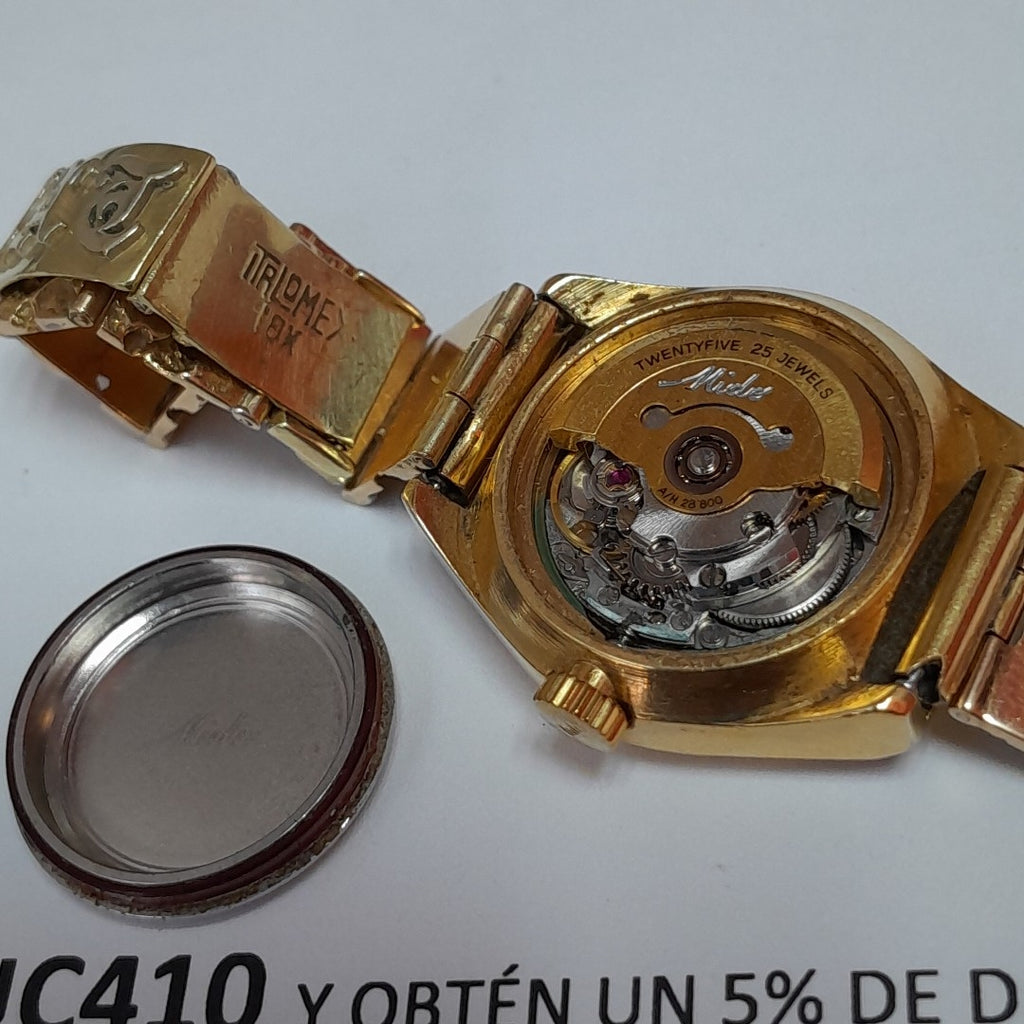 RELOJ CAJA ACERO PULSO ORO ORO 18 K 49 GRMS (SEMINUEVO)