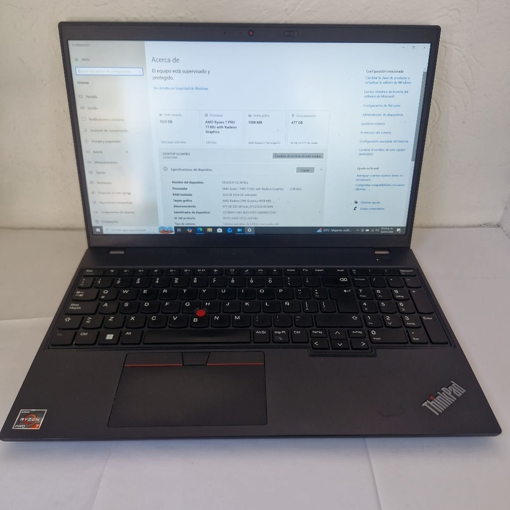 LAPTOP LENOVO THINKPAD L15 GEN 4 (2024) 512 GB SSD 32 GB RAM (SEMINUEVO)