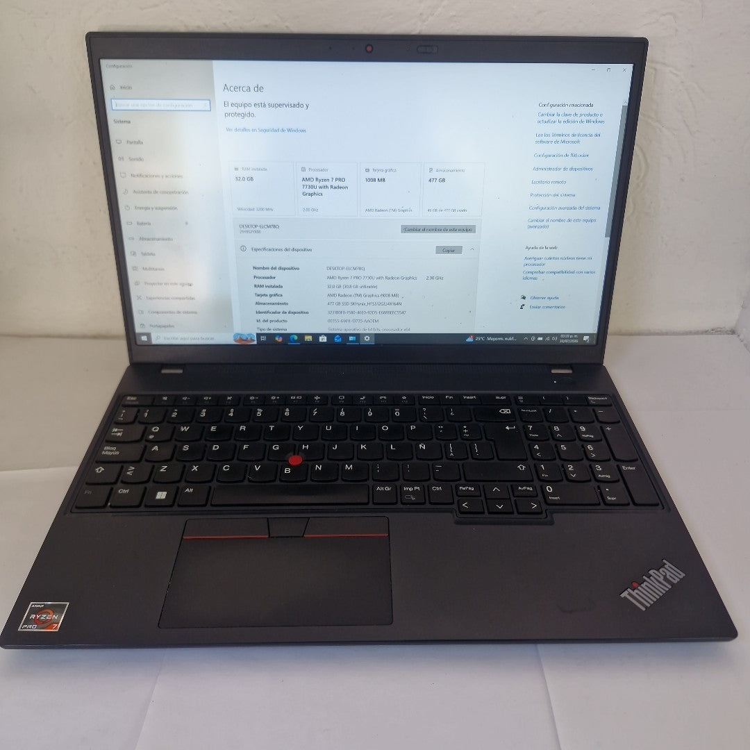 LAPTOP LENOVO THINKPAD L15 GEN 4 (2024) 512 GB SSD 32 GB RAM (SEMINUEVO)