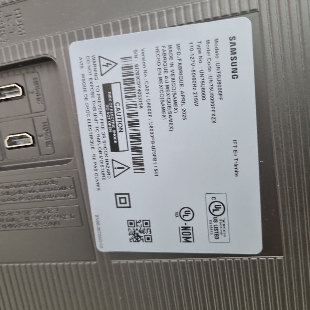 PANTALLA SAMSUNG UN75U8000FF (2025) 75" LED 4K (SEMINUEVO)