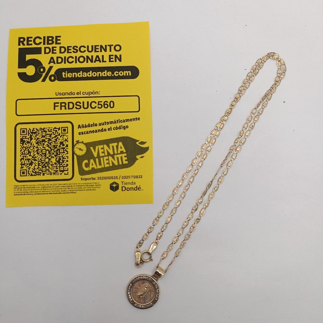 CADENA, MEDALLA RELIGIOSA ORO 10 K 3.6 GRMS (SEMINUEVO)
