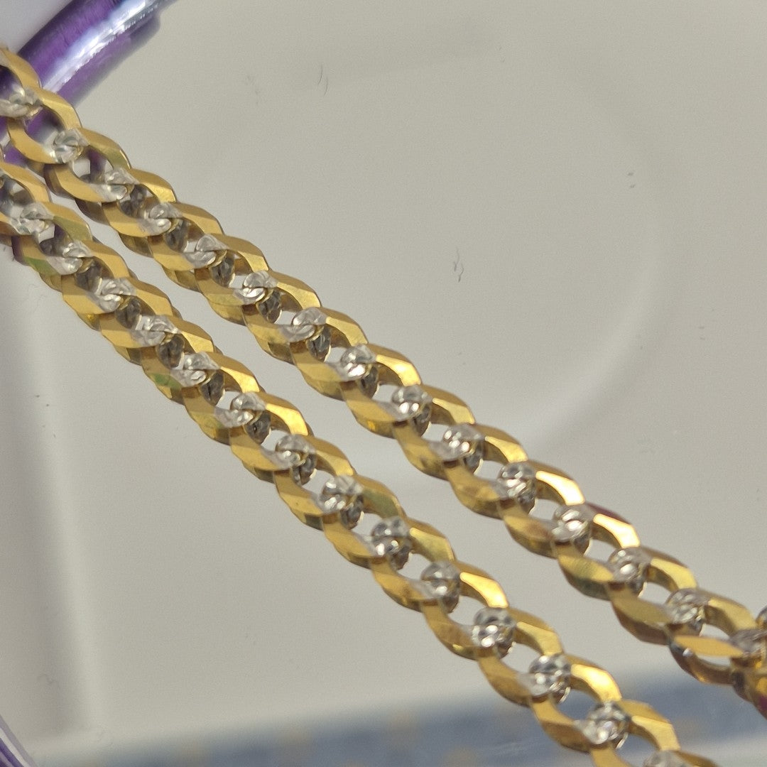 CADENAS BARBADA DIAMANTADA ORO 14K 60 CM 9.5 GR (NUEVO)