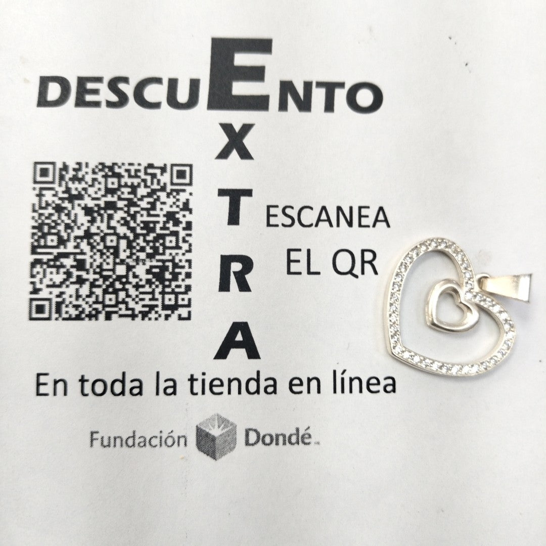 DIJE CORAZON C/CIRCONIAS PLATA .925 2.7 GR (NUEVO)