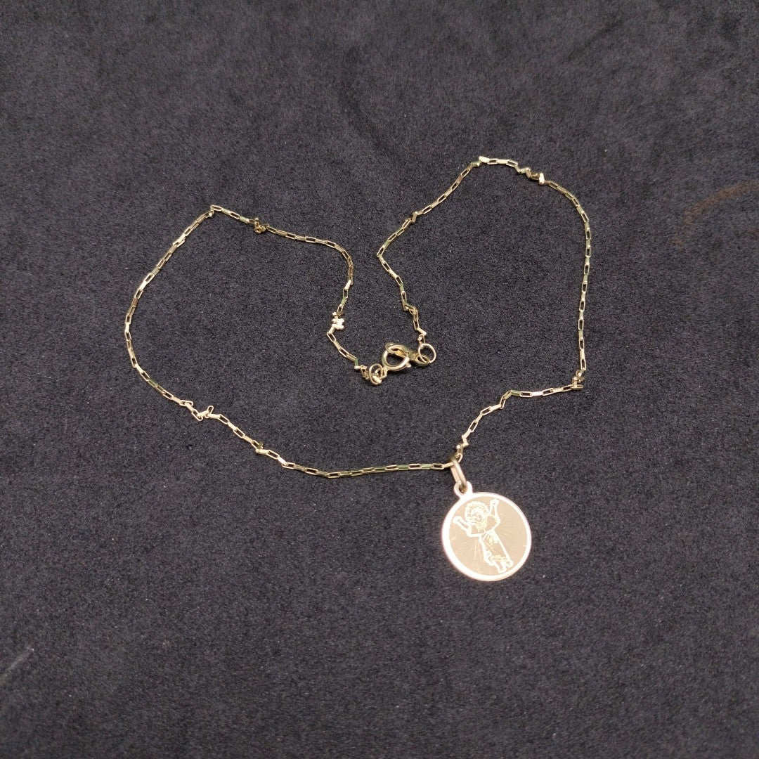 CADENA, MEDALLA RELIGIOSA ORO 10 K 1.6 GRMS (SEMINUEVO)