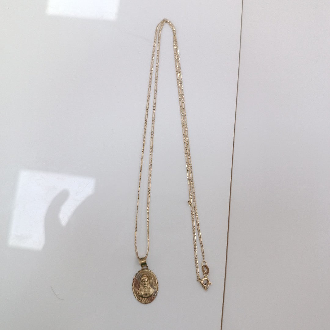 CADENA, MEDALLA RELIGIOSA ORO, ORO COMBINADO 10 K 2.6 GRMS (SEMINUEVO)