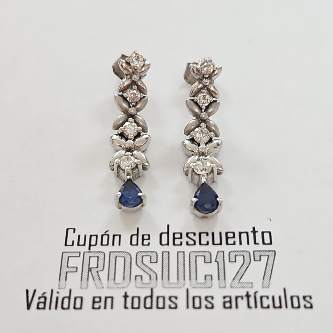 ARETES PAR ORO BLANCO 10 K 4.6 GRMS (SEMINUEVO)