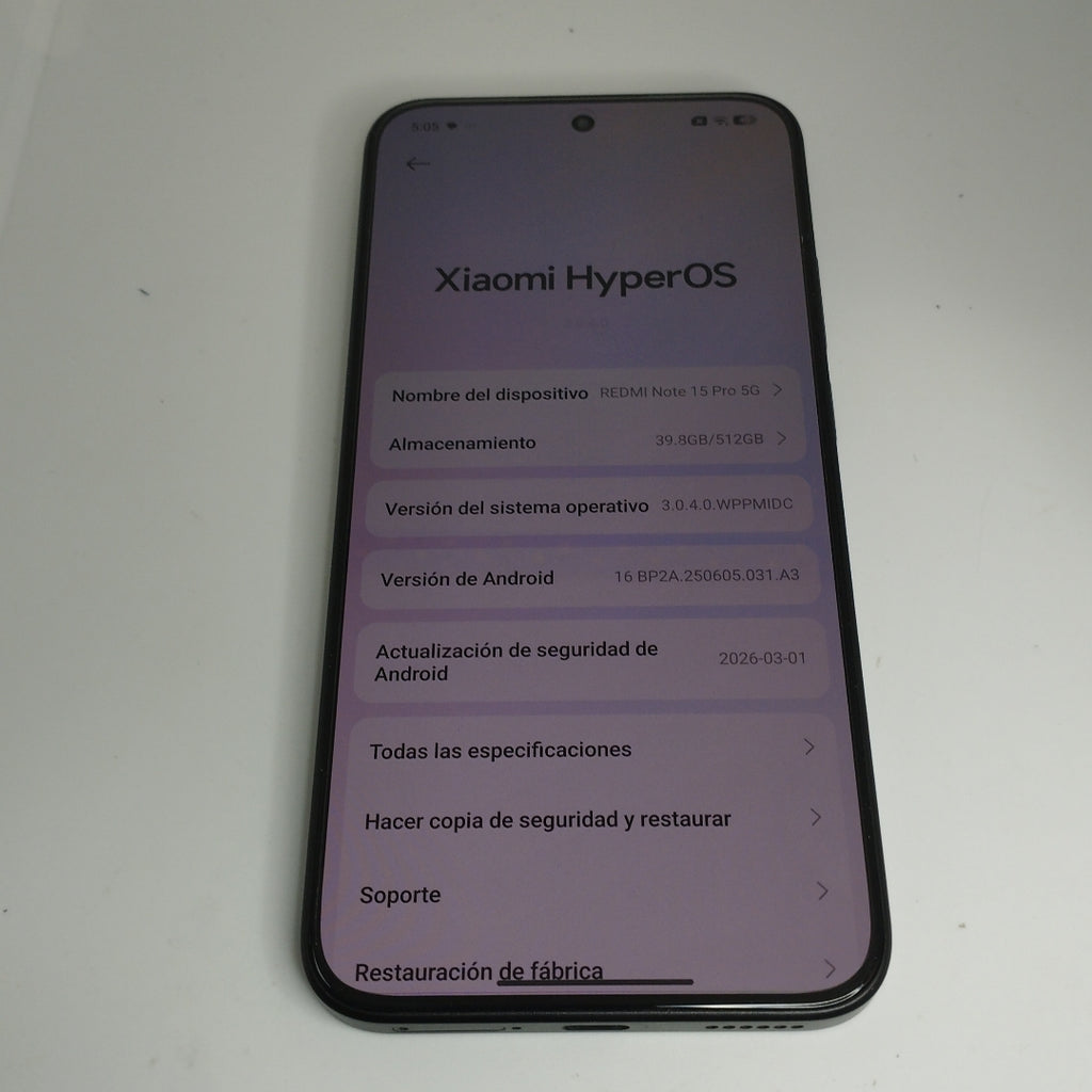 CELULAR XIAOMI REDMI NOTE 15 PRO 5G 25080RABDG (2026) 512 GB 8 GB RAM (SEMINUEVO)