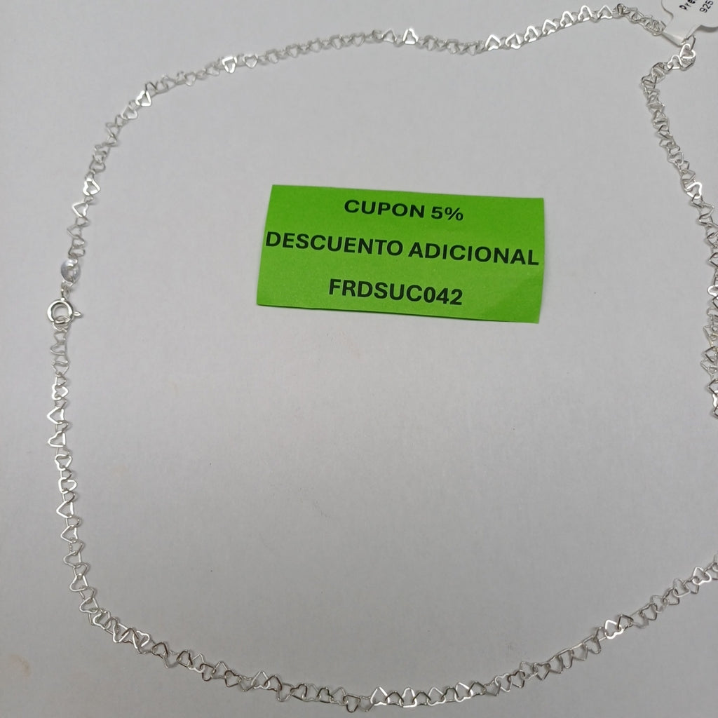 CADENA CORAZONES PLATA .925 60 CM 3.02 GR (NUEVO)