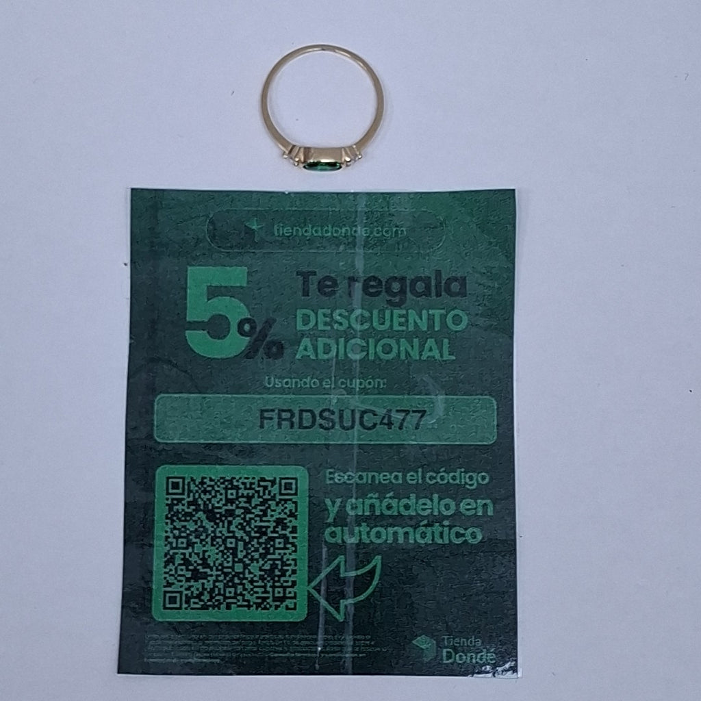 ANILLOS TEJIDO ANILLITO C CIRCONIAS Y PIEDRA VERDE 14K 7 1.1 GR (NUEVO)