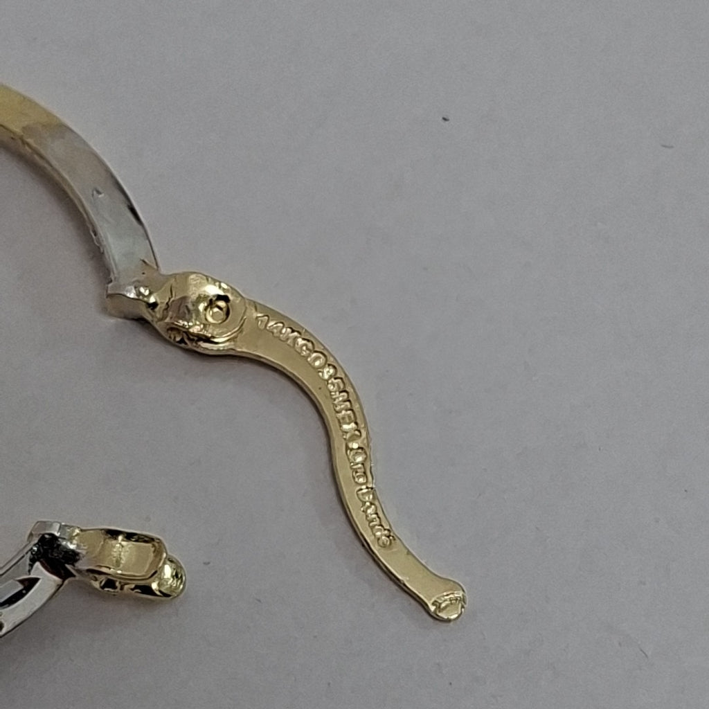 ARETES TEJIDO ARRACADAS BISELADAS COMBINADAS 14K 1.3 GR (NUEVO)
