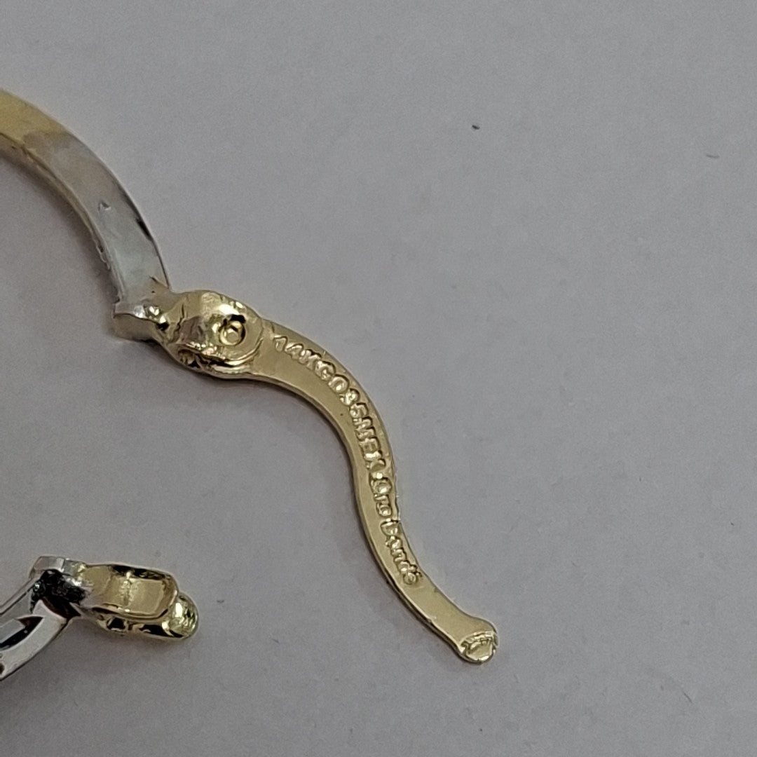 ARETES TEJIDO ARRACADAS BISELADAS COMBINADAS 14K 1.3 GR (NUEVO)