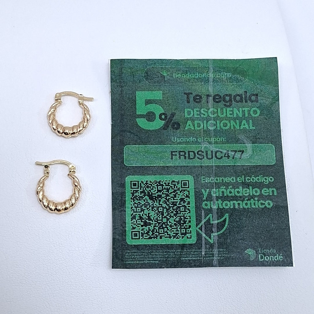 ARETES ARRACADAS TZL HUECAS 14K 1.5 GR (NUEVO)