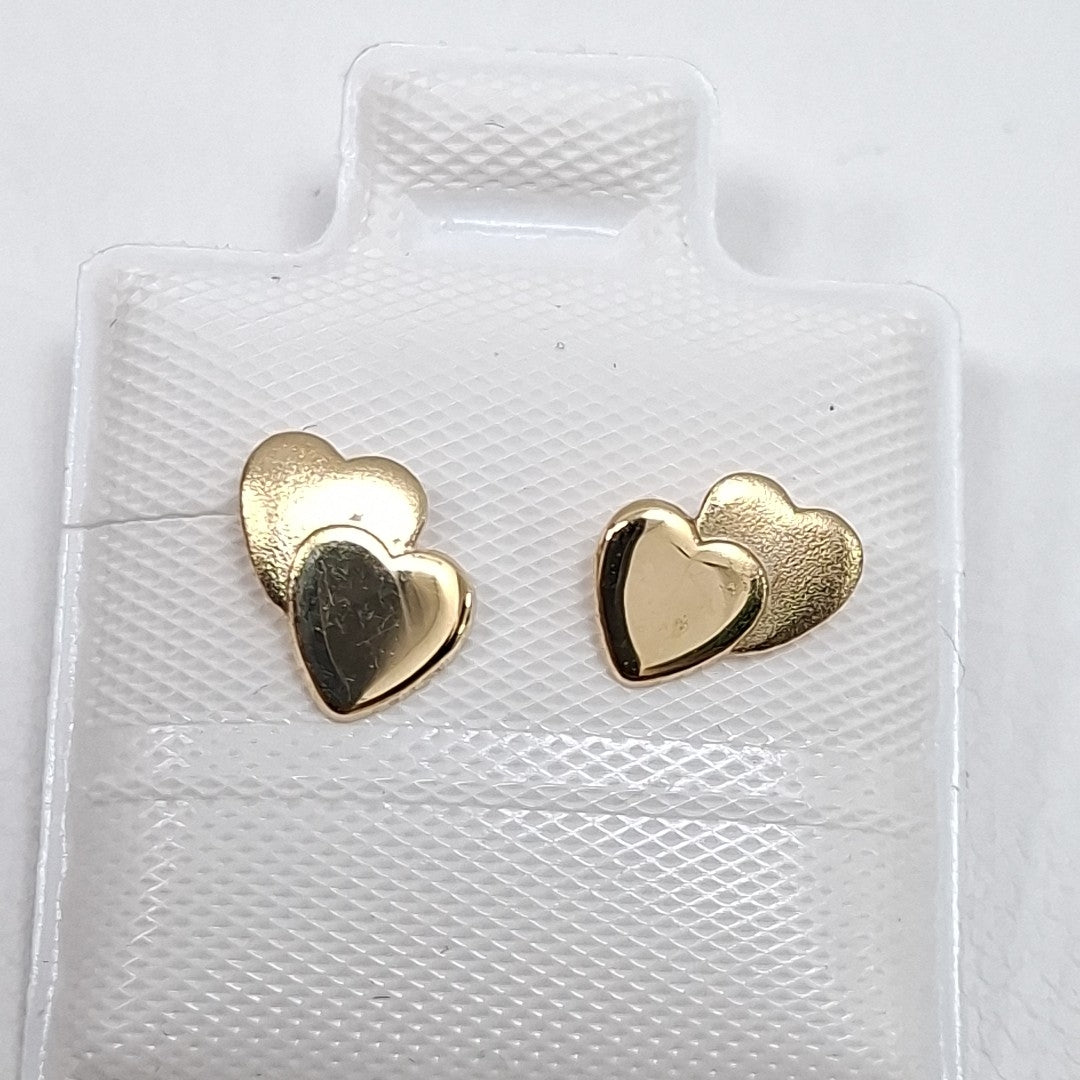 BROQUELES BROQUEL CORAZON DOBLE 14K 0.2171 GR (NUEVO)