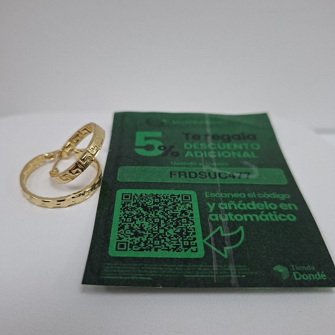 ARETES ARRACADA CON GRECAS 14K 2 GR (NUEVO)
