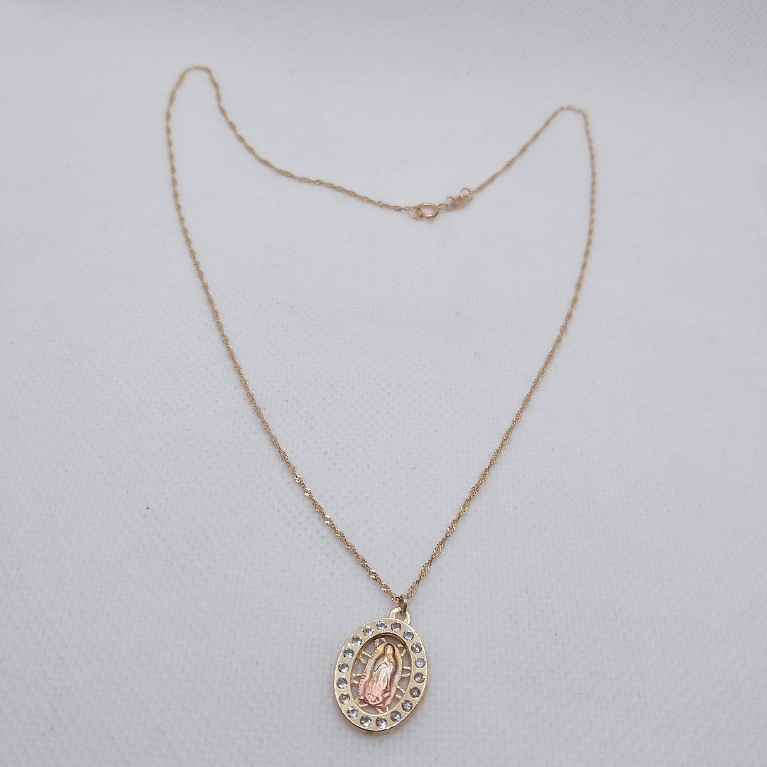 CADENA, MEDALLA RELIGIOSA ORO 10 K 2 GRMS (SEMINUEVO)