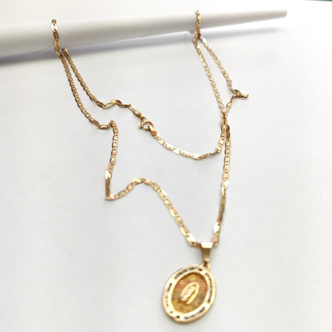 CADENA, MEDALLA RELIGIOSA ORO 10 K 4.5 GRMS (SEMINUEVO)