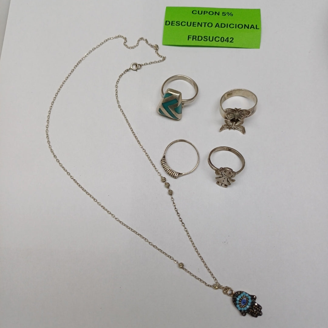 ANILLITO, DIJE, GARGANTILLA PLATA 17.7 GRMS (SEMINUEVO)