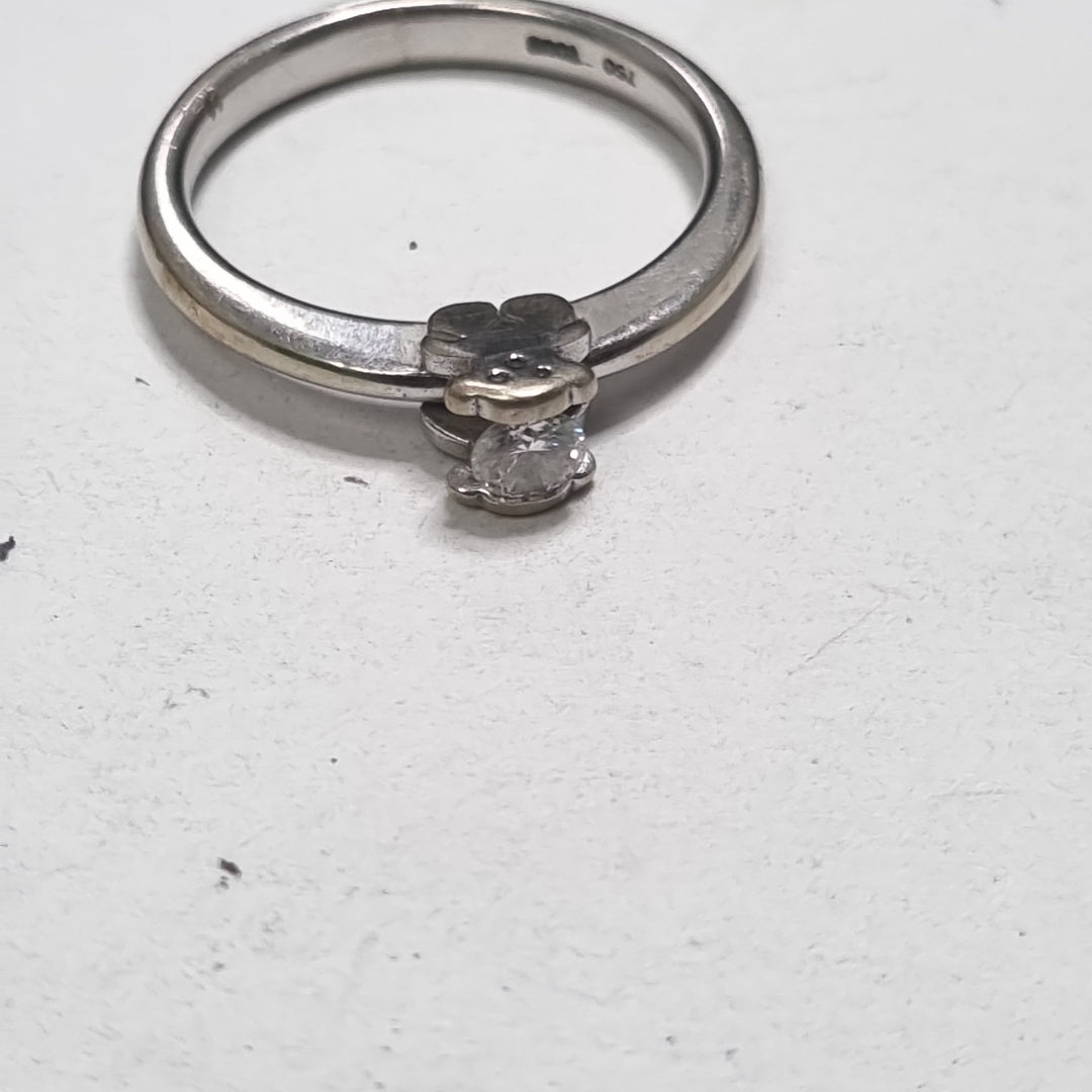 ANILLITO,SOLITARIO ORO BLANCO 18 K 3,30 GRMS (SEMINUEVO)