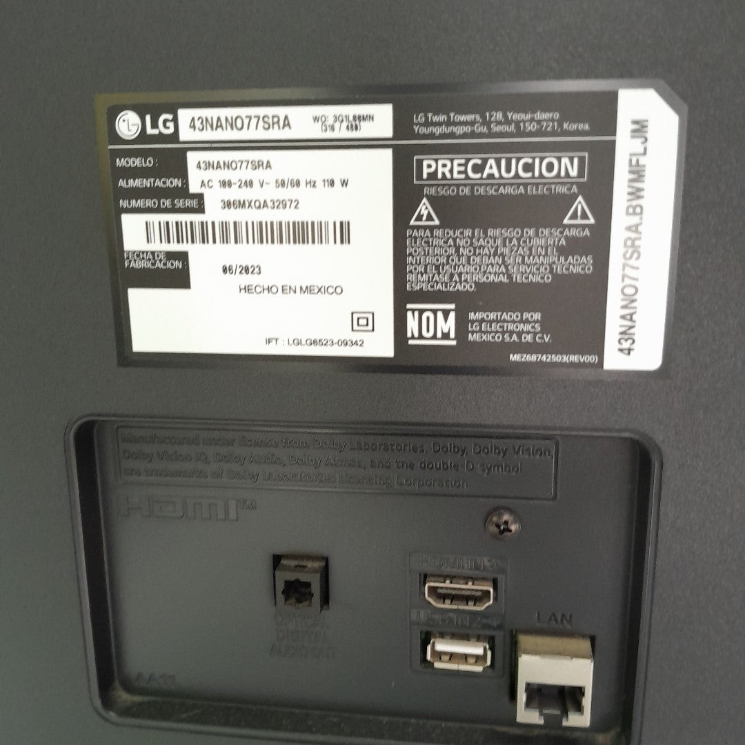 PANTALLA LG 43NANO77SRA (2023) 43" NANOCELL  4K (SEMINUEVO)