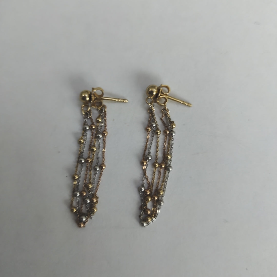 ARETES PAR ORO, ORO COMBINADO 14 K 1.7 GRMS (SEMINUEVO)