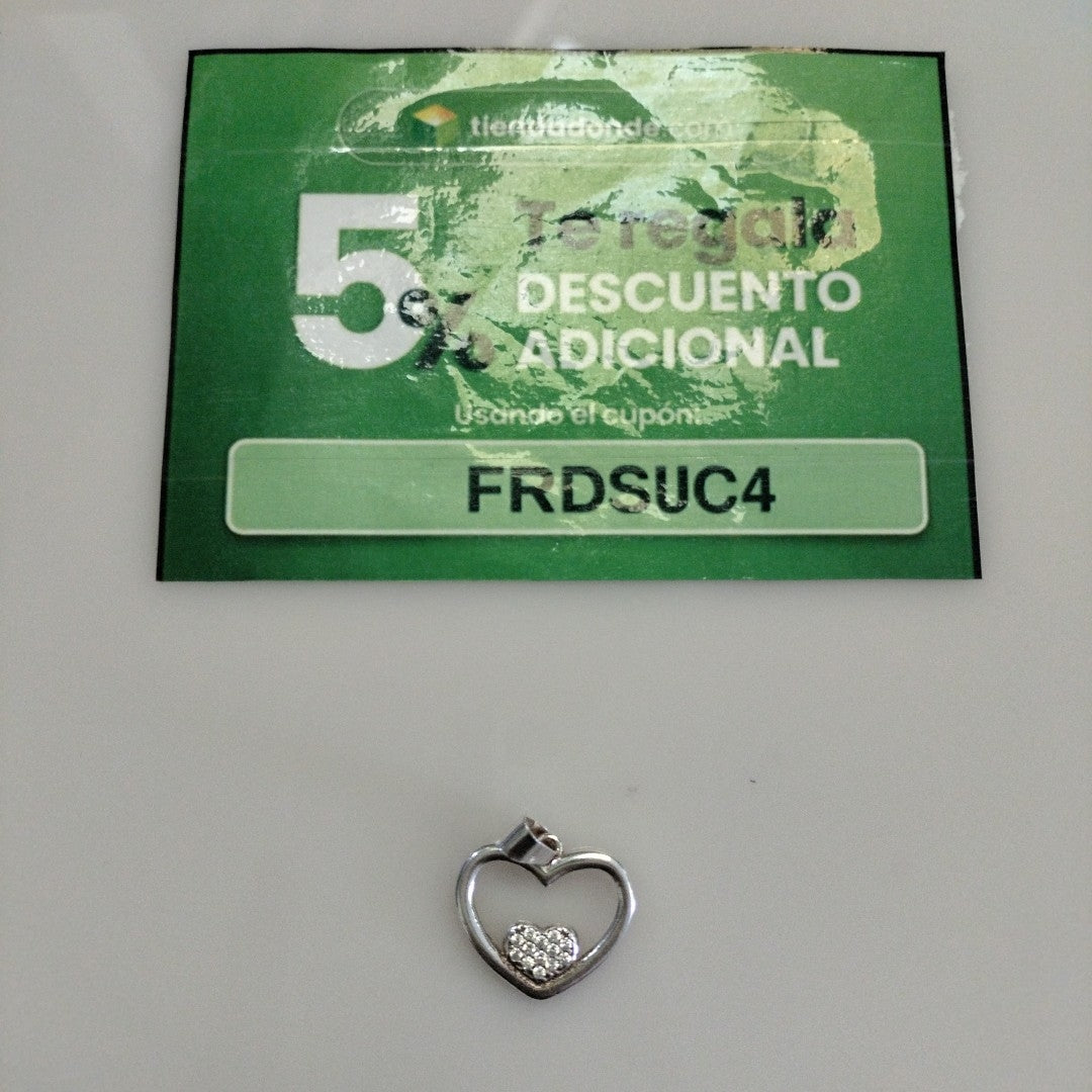 DIJE CORAZON C/CIRCONIAS PLATA .925 2.7 GR (NUEVO)