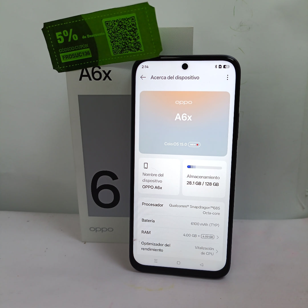 CELULAR OPPO A6X CPH2819 (2025) 128 GB 4 GB RAM (SEMINUEVO)