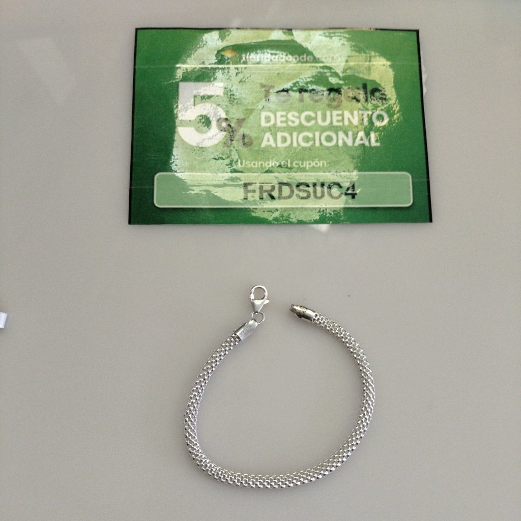 PULSERA TEJIDO ESPECIAL PLATA .925 18 CM 4.9 GR (NUEVO)
