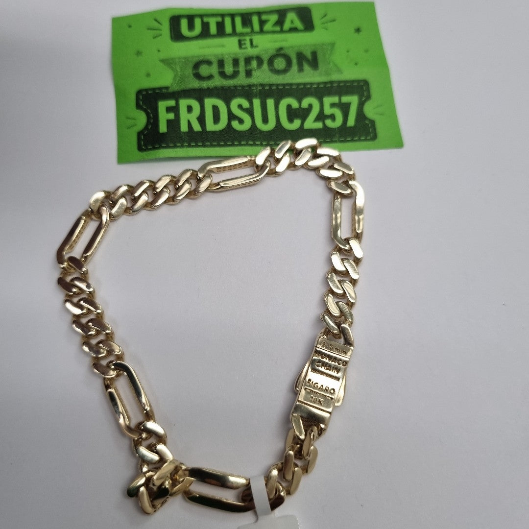 PULSERA CABALLERO MONACO ORO 10K 7.7 (NUEVO)