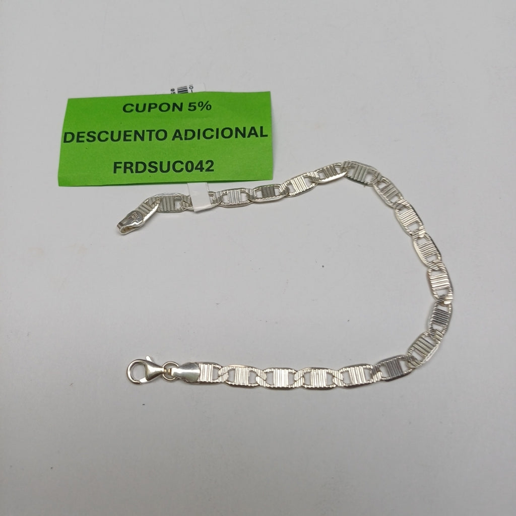 PULSERA TEJIDO ESPEJO PLATA .925 21 CM 8 GR (NUEVO)