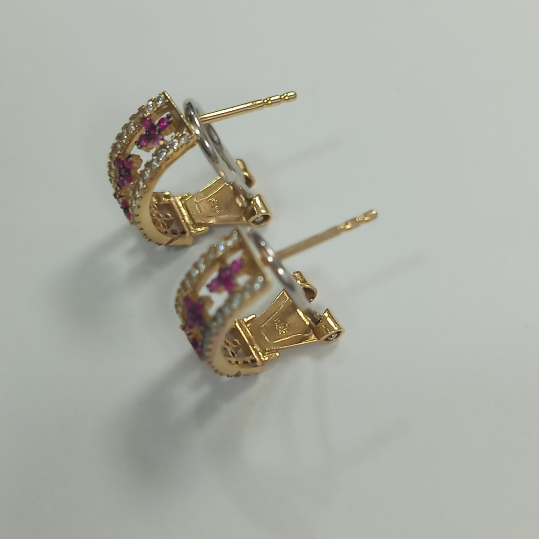 ARETES PAR ORO COMBINADO 14 K 3,10 GRMS (SEMINUEVO)