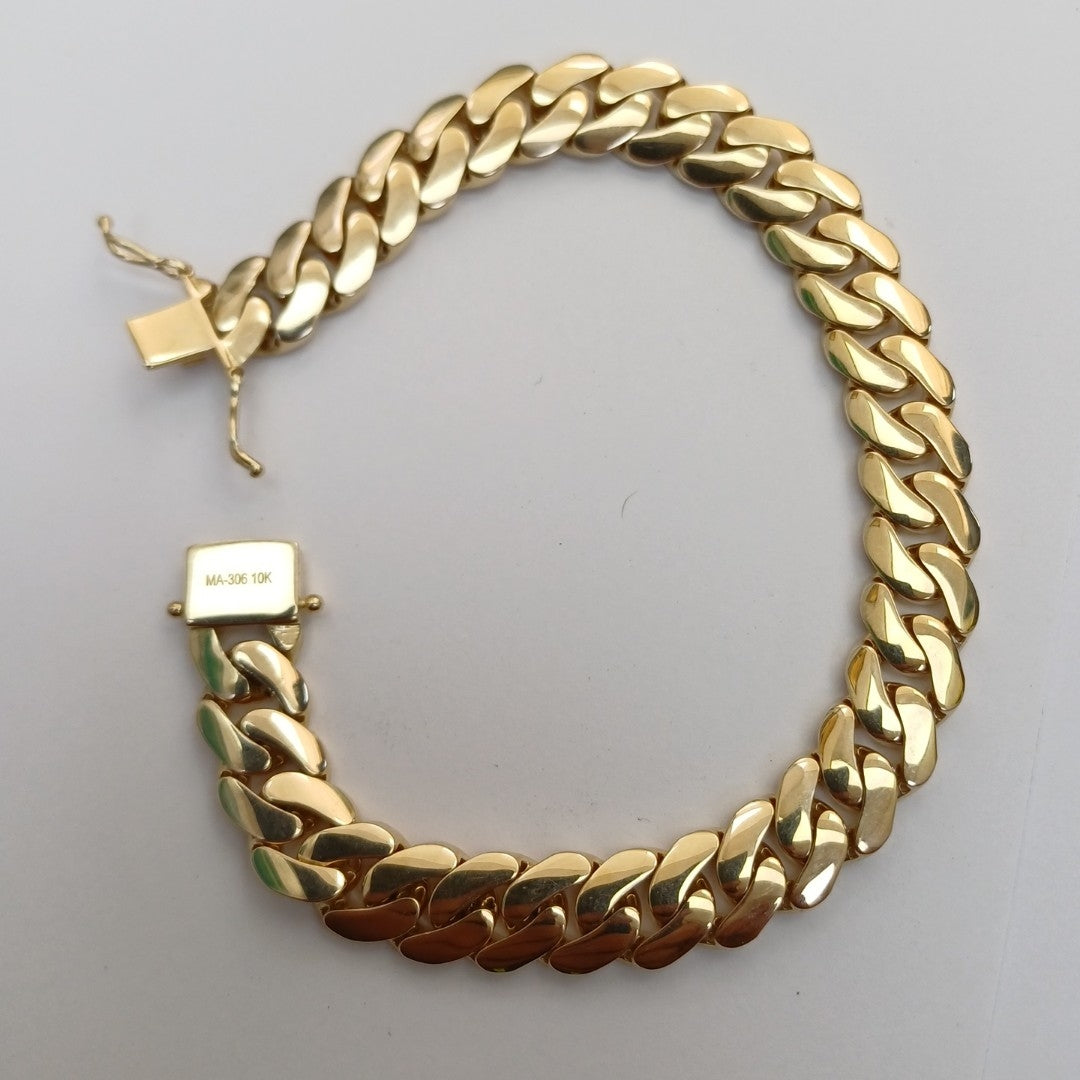 PULSERAS CABALLERO BARBADA AMARILLA ORO 10K 19.8 (NUEVO)