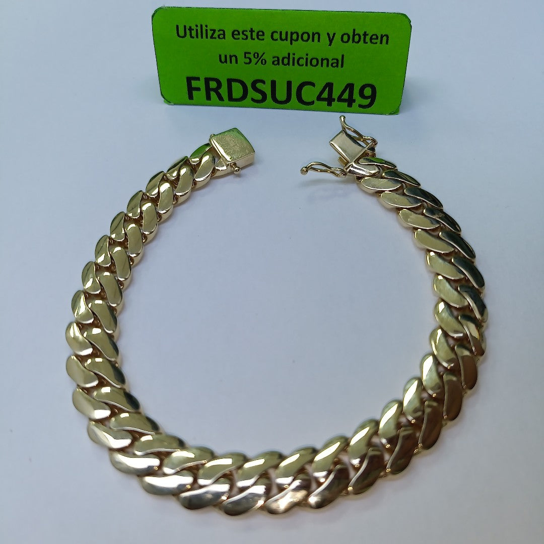 PULSERAS CABALLERO BARBADA AMARILLA ORO 10K 19.6 (NUEVO)