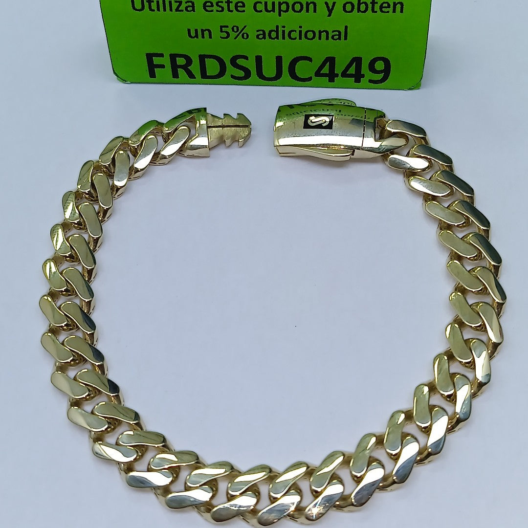 PULSERA CABALLERO MONACO ORO 10K 11.5 (NUEVO)