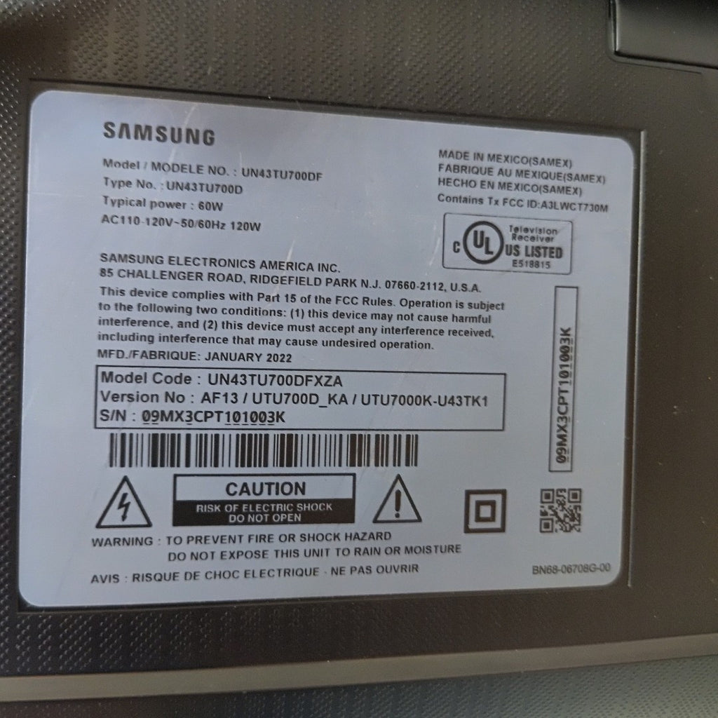 PANTALLA SAMSUNG UN43TU700D (2022) 43" LED 4K (SEMINUEVO)