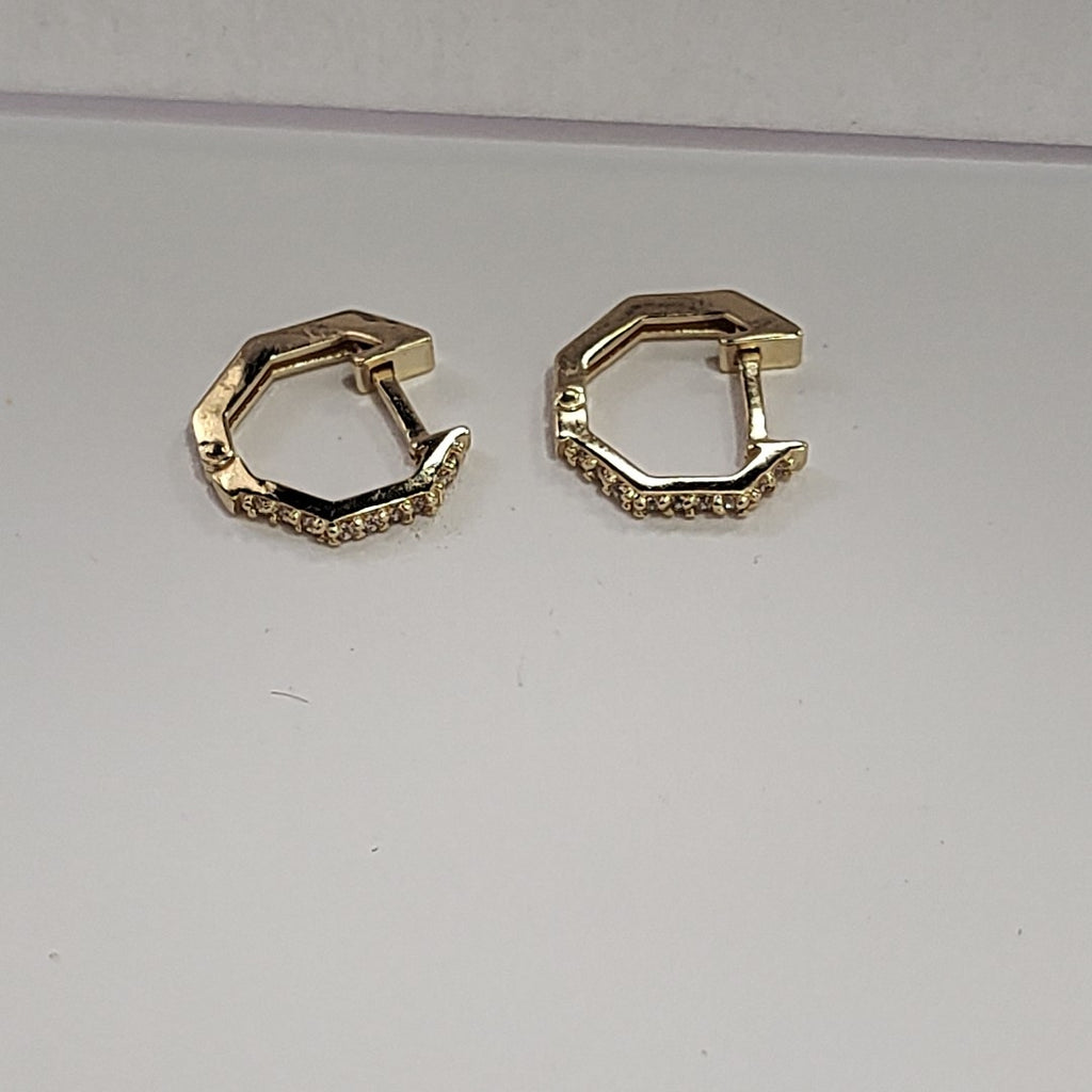 ARETES HUGGIES C CIRCONIAS 14K 1.7 GR (NUEVO)