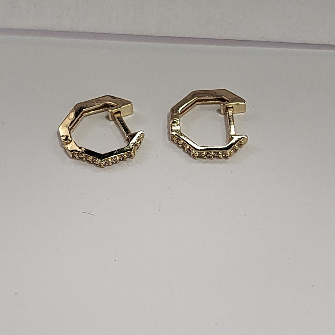 ARETES HUGGIES C CIRCONIAS 14K 1.7 GR (NUEVO)