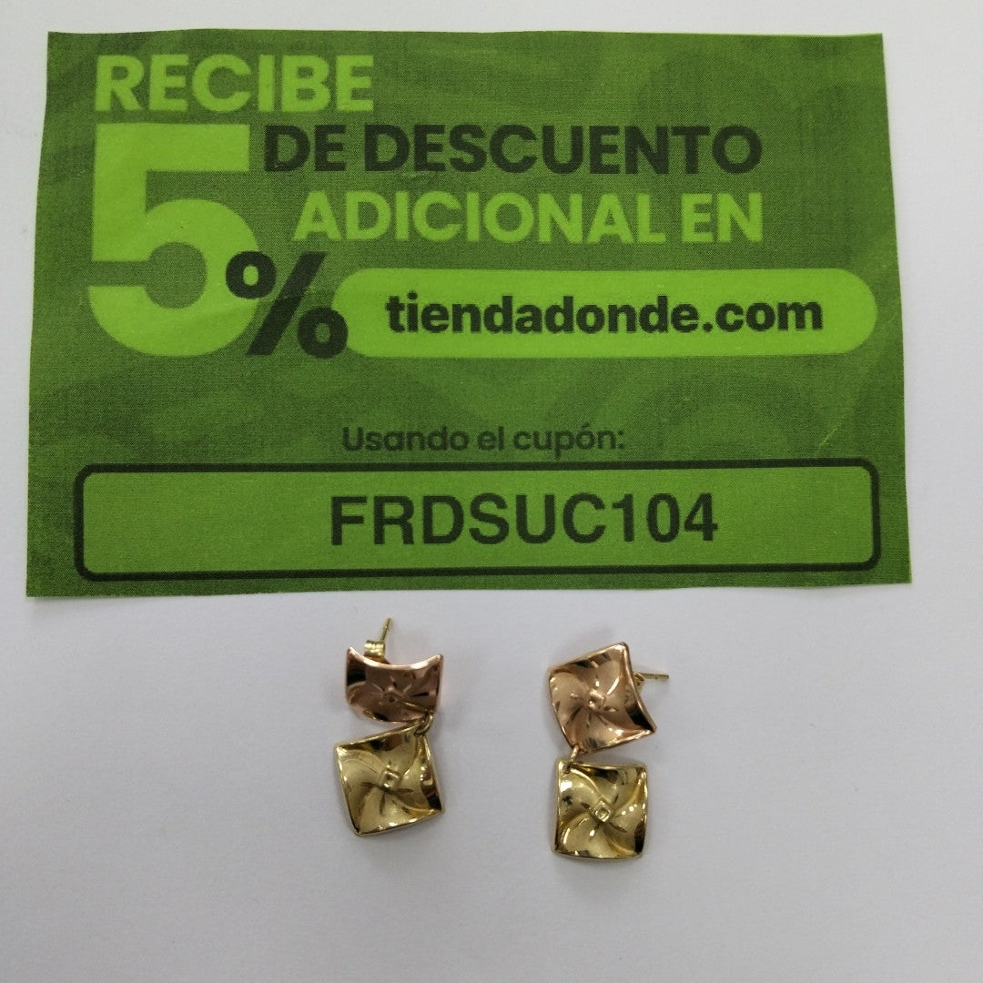 ARETES PAR ORO COMBINADO 14 K 2,70 GRMS (SEMINUEVO)