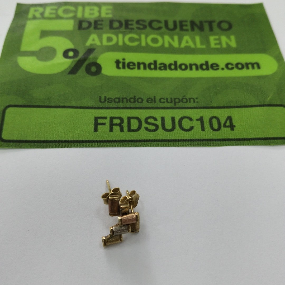 ARETES PAR ORO COMBINADO 14 K 2,10 GRMS (SEMINUEVO)