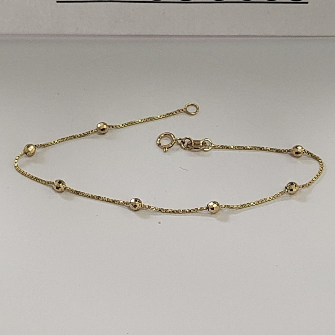 PULSERA ESPECIAL CON BOLITAS 14K 18 CM 1.4 GR (NUEVO)
