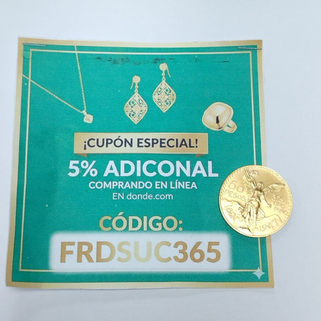 K1 41.6 GRMS 21 K IDENTIFICACIÓN MONEDA NOMINATIVA MONEDAS PESOS 50 PESO (SEMINUEVO)