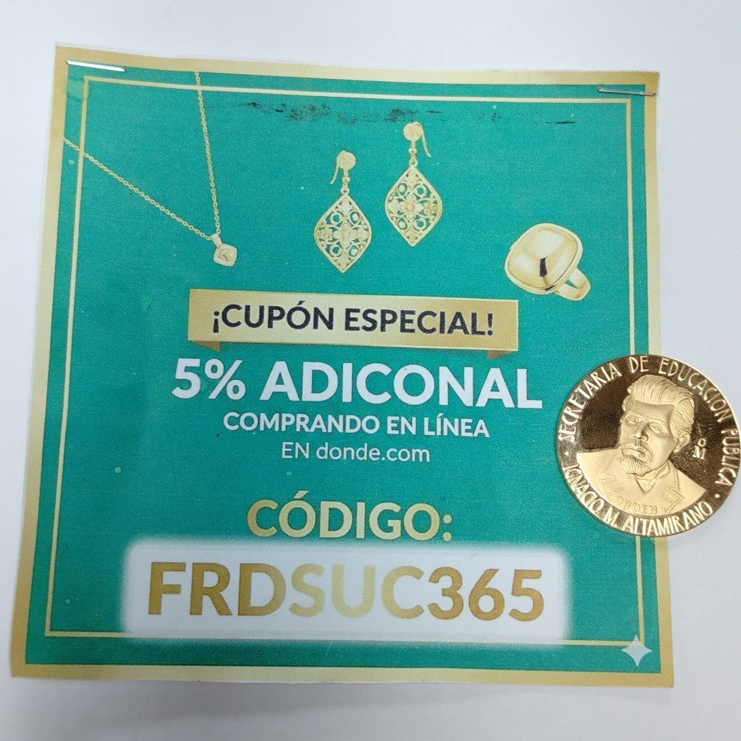 MEDALLA CONMEMORATIVA ORO 21 K 42 GRMS (SEMINUEVO)