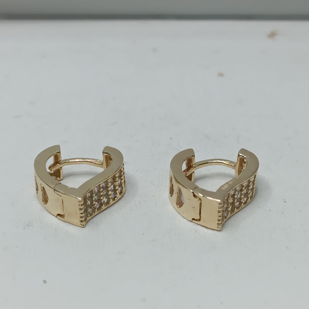 ARETES ARRACADAS CORAZON C CIRCONIAS 14K 2.1 GR (NUEVO)