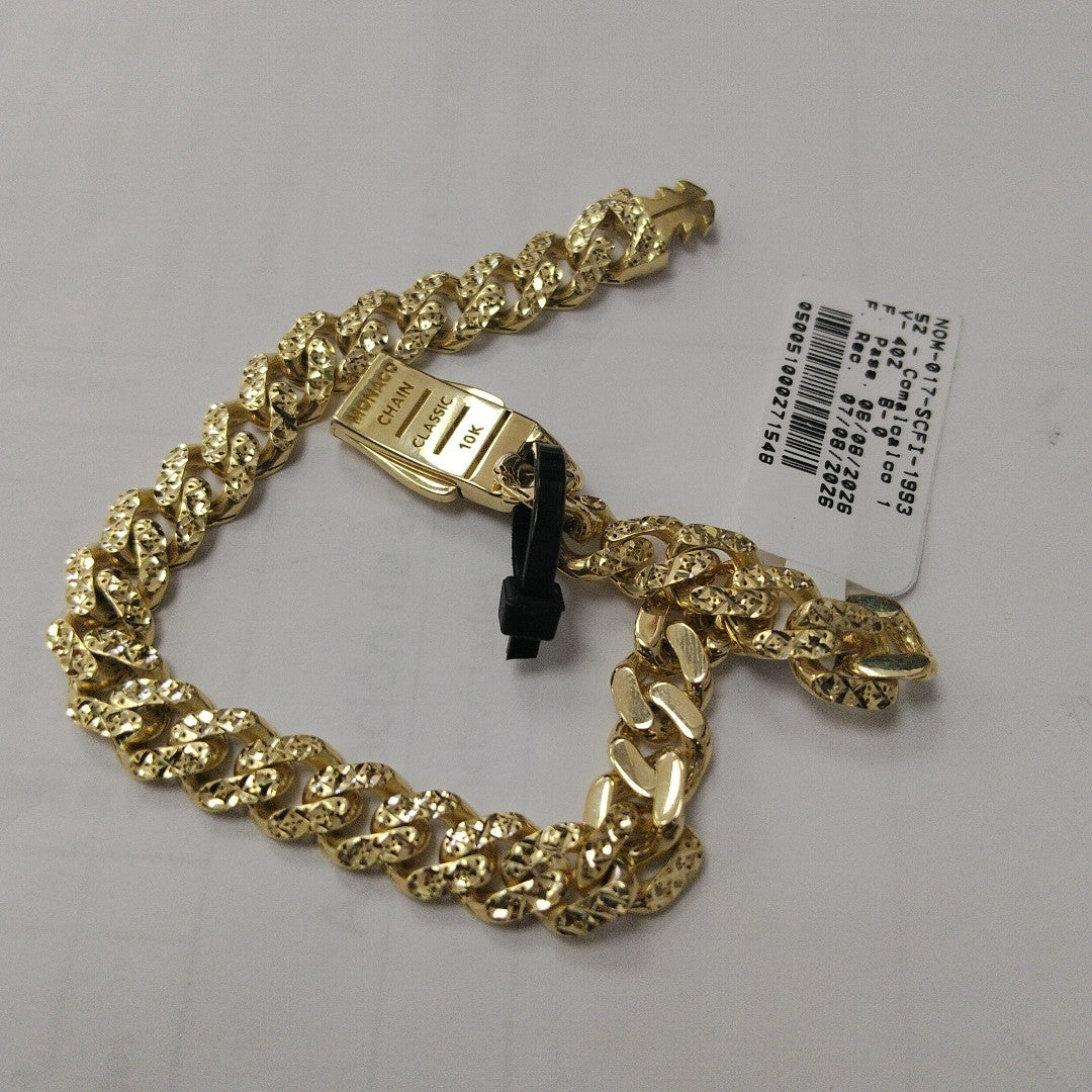 PULSERA CABALLERO MONACO ORO 10K 9.5 (NUEVO)