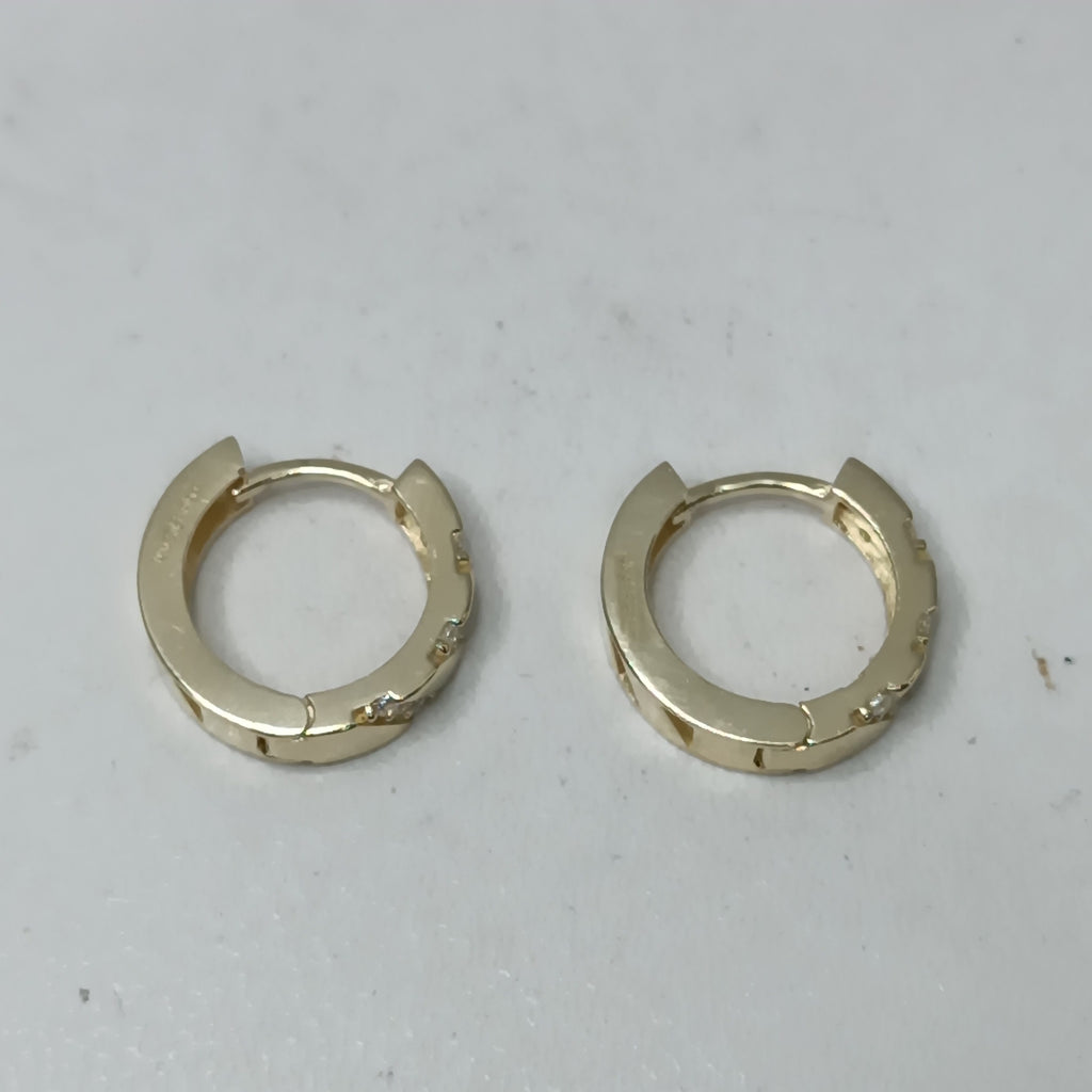 ARETES HUGGIES CON CIRCONIAS 14K 2.3 GR (NUEVO)