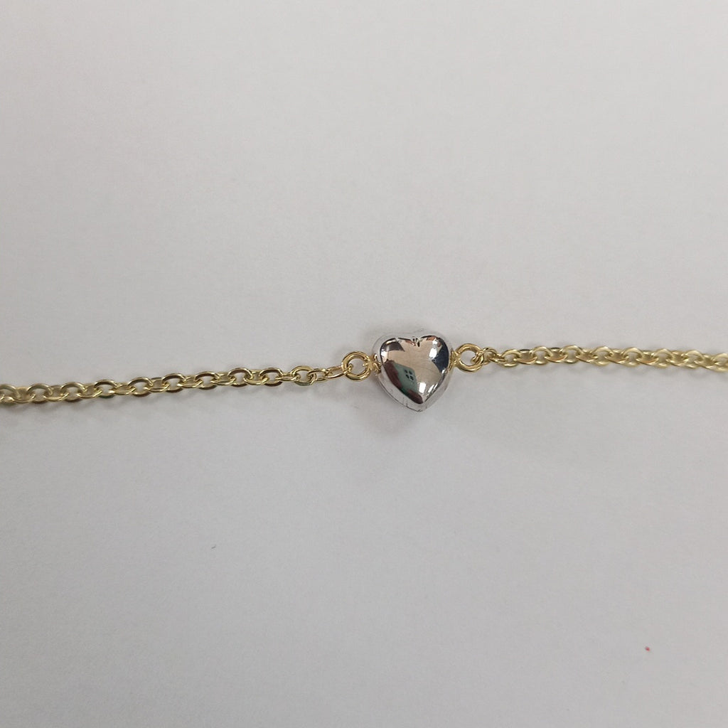 PULSERA ESP CON CORAZONES COMBINADOS 14K 18 CM 1.6 GR (NUEVO)