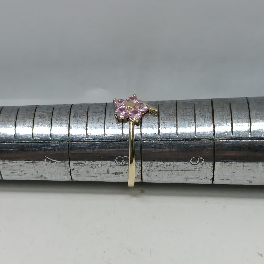 ANILLOS FIG FLOR CON PDRAS COL ROSA 14K TALLA 8 1 GR (NUEVO)