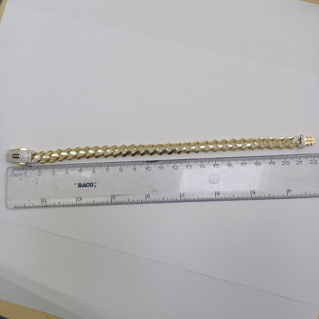 PULSERA CABALLERO MONACO ORO 10K 12.9 (NUEVO)