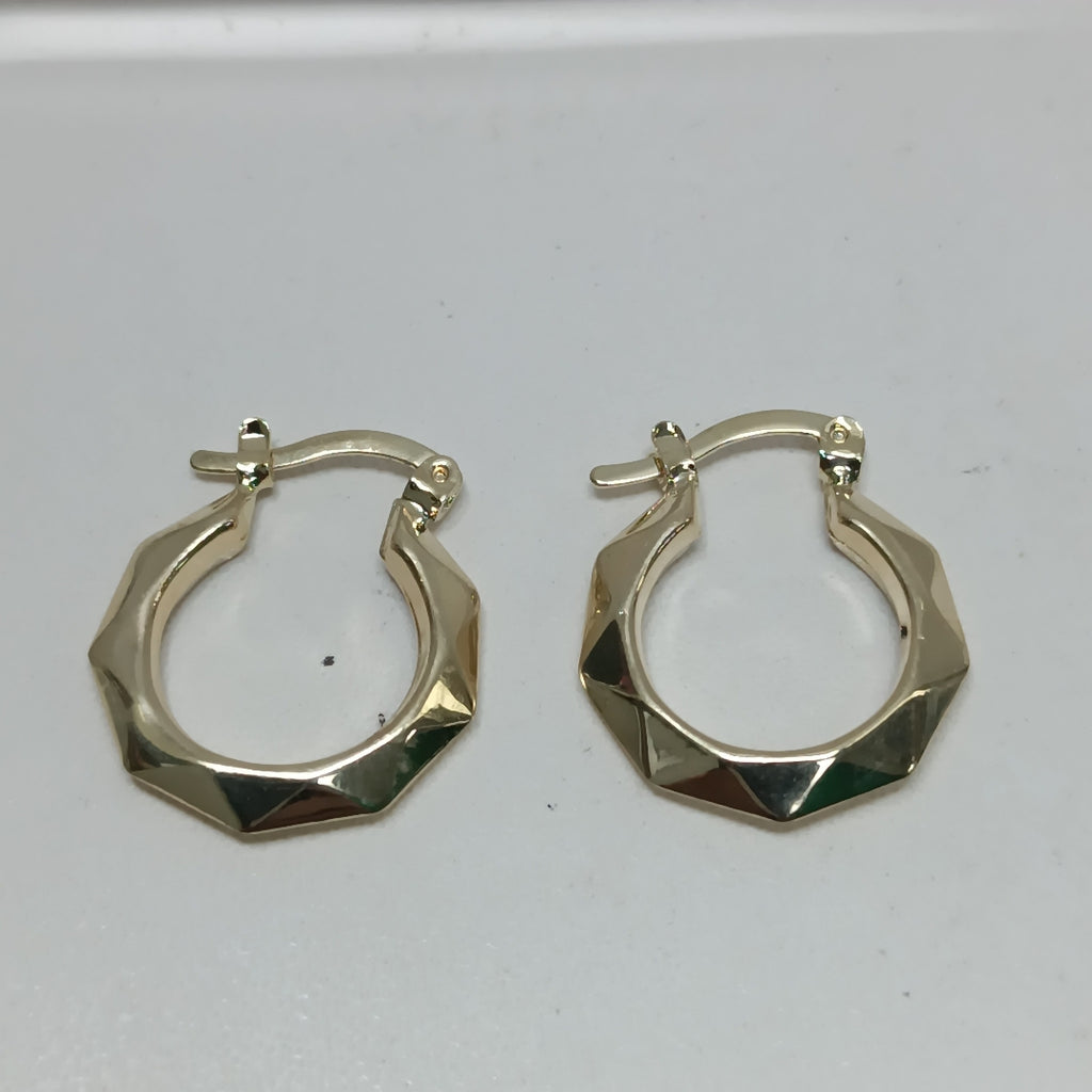 ARETES TEJIDO ARRACADAS FACETADAS 14K 1.8 GR (NUEVO)